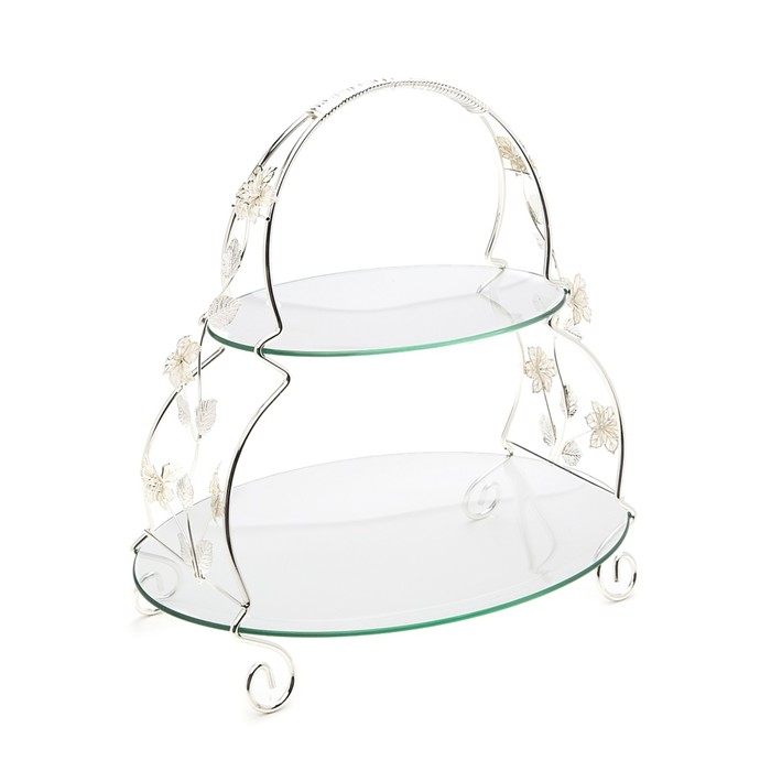 Ваза 2-х ярусная "Цветы", на ножках