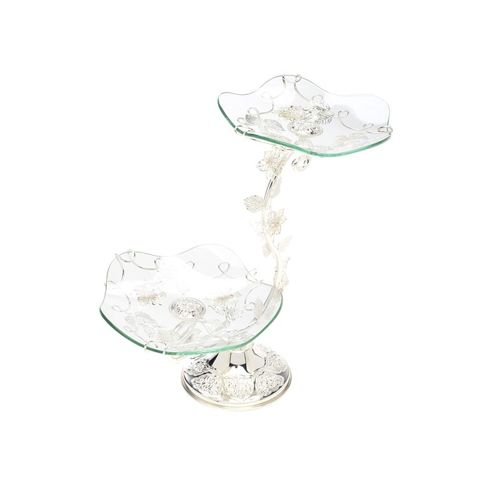 Ваза 2-х ярусная "Цветы", на ножке