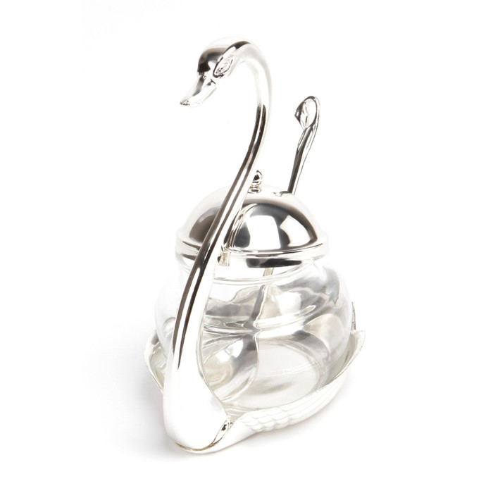 Сахарница "Лебедь", с ложечкой