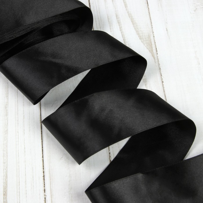 Лента атласная, 50мм, 5,4м, №113, цвет чёрный