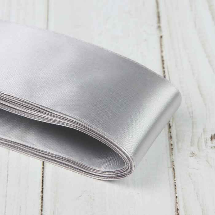 Лента атласная, 50мм, 5,4м, №003, цвет светло-серый