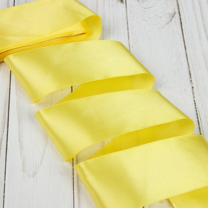 Лента атласная, 50мм, 5,4м, №015, цвет жёлтый