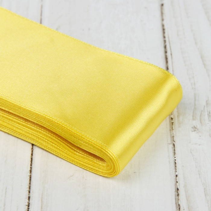 Лента атласная, 50мм, 5,4м, №015, цвет жёлтый