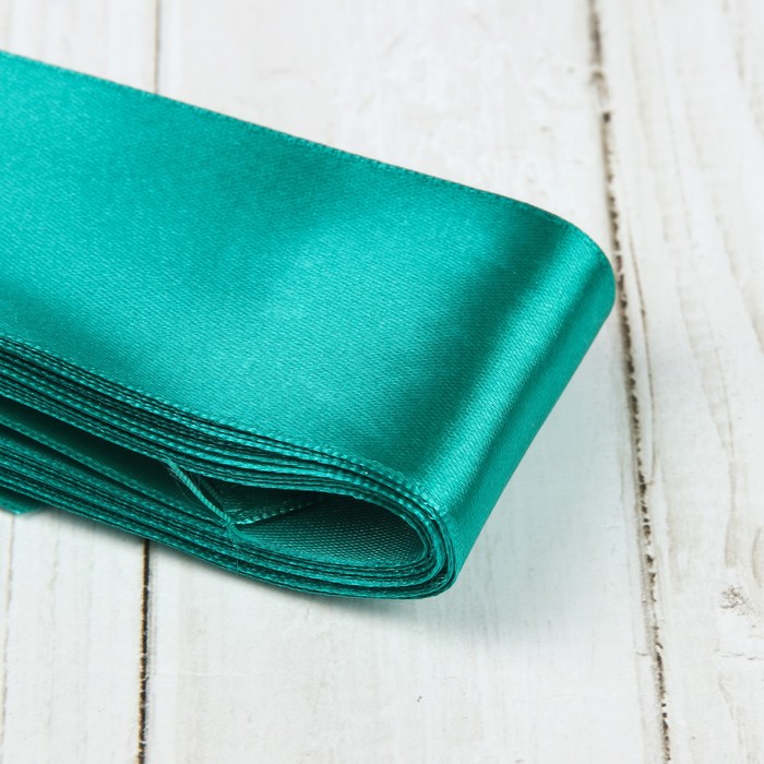 Лента атласная, 50мм, 5,4м, №016, цвет изумрудный