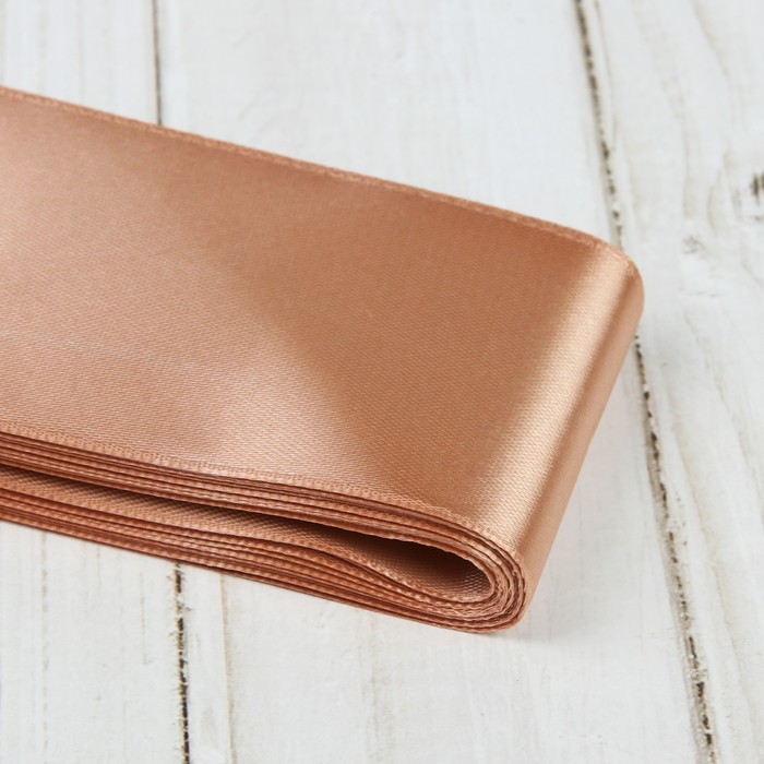 Лента атласная, 50мм, 5,4м, №022, цвет бежевый