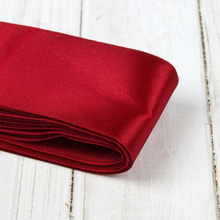 Лента атласная, 50мм, 5,4м, №048, цвет бордовый