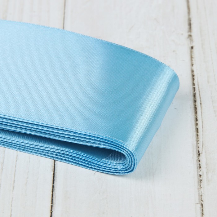 Лента атласная, 50мм, 5,4м, №129, цвет голубой