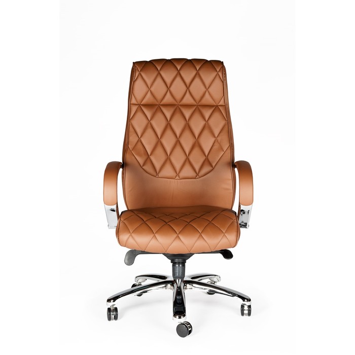 Кресло офисное "Бонд", сталь/хром, экокожа коричневая