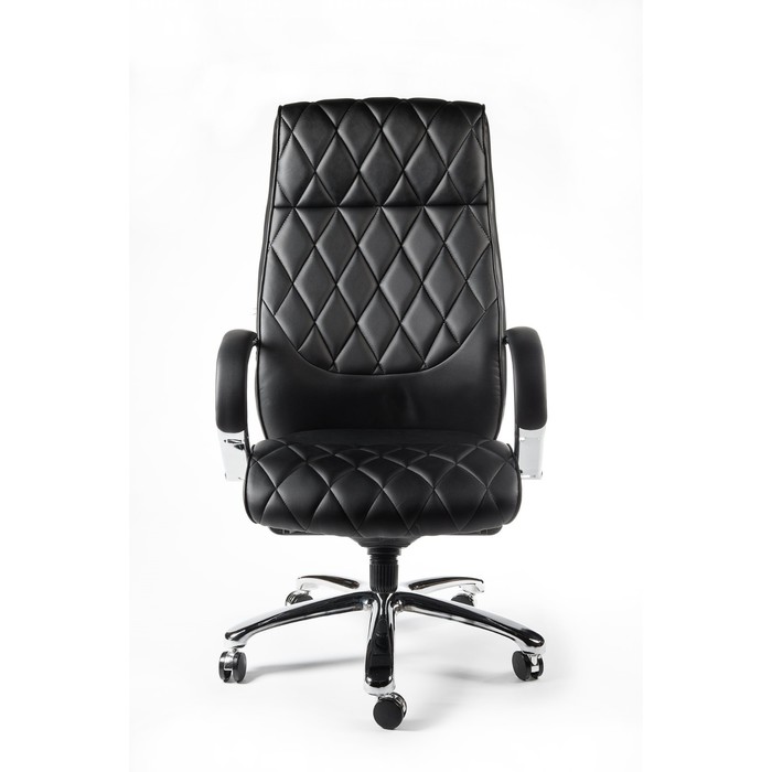 Кресло офисное "Бонд", сталь/хром, экокожа чёрная