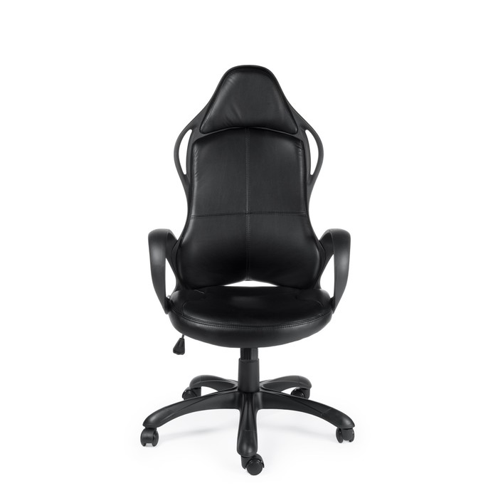 Кресло офисное "Вайпер", чёрный пластик, чёрная экокожа