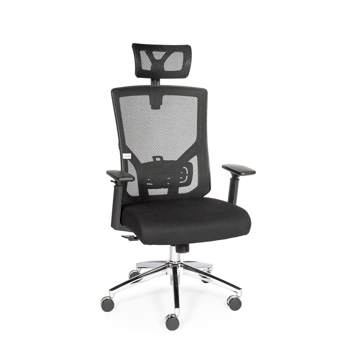 Кресло офисное "Гарда", чёрная ткань, чёрная сетка