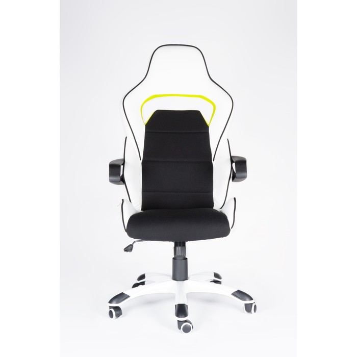 Кресло офисное "Джокер Z", чёрно-белый пластик, чёрная ткань, белая экокожа