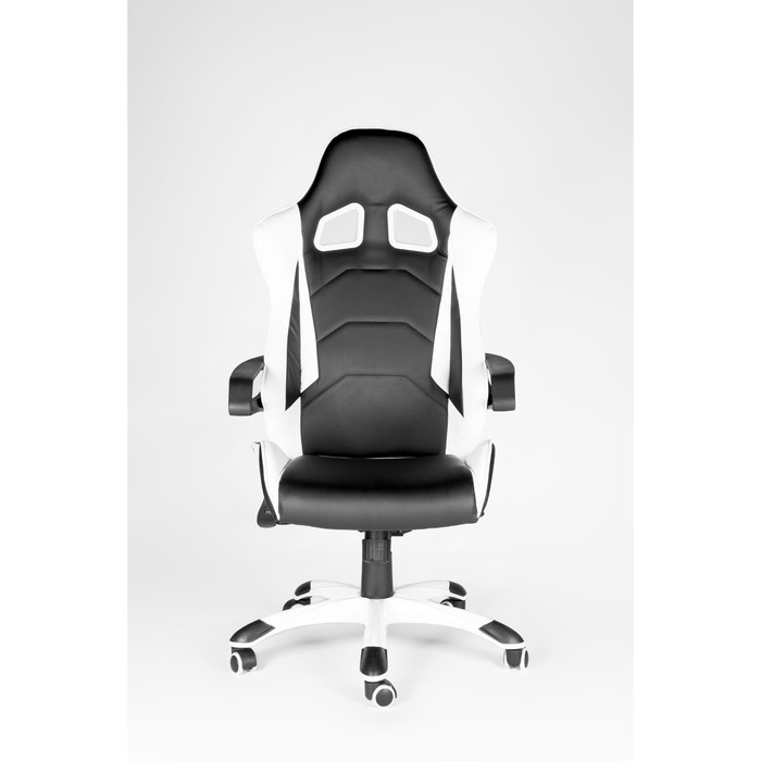 Кресло офисное "Джокер Х", чёрно-белый пластик, чёрная экокожа, белая экокожа