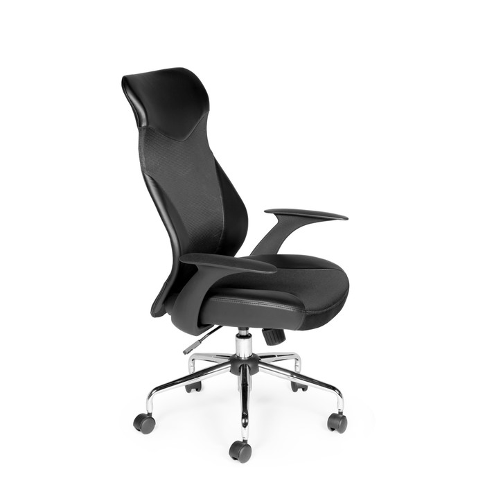 Кресло офисное "Директ Люкс", чёрная экокожа, чёрная сетка
