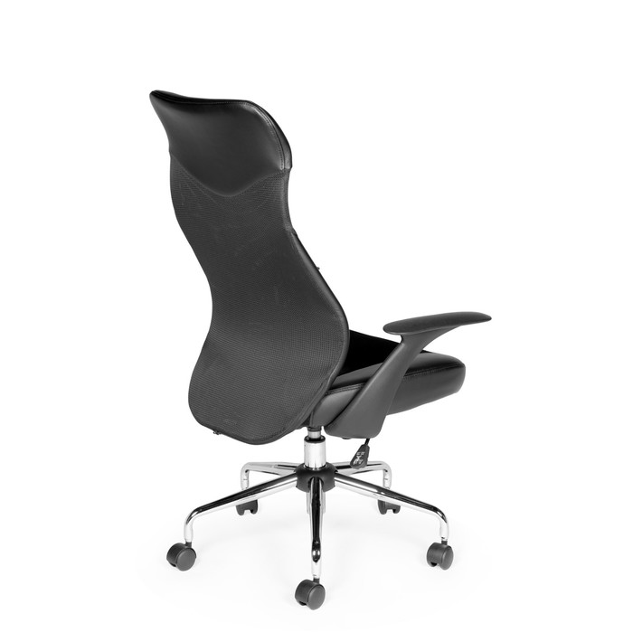 Кресло офисное "Директ Люкс", чёрная экокожа, чёрная сетка