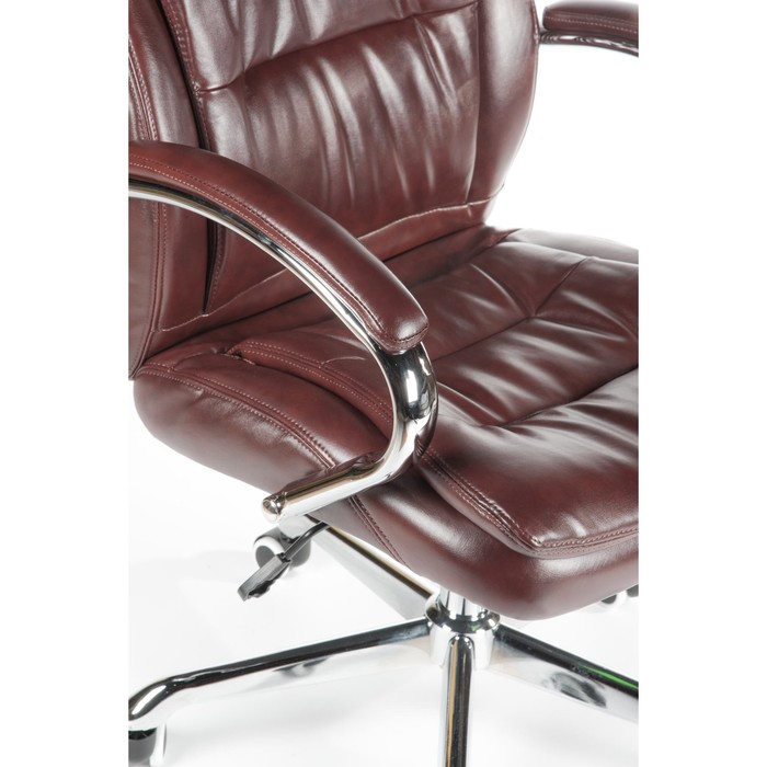 Кресло офисное "Лого", сталь/хром, коричневая экокожа