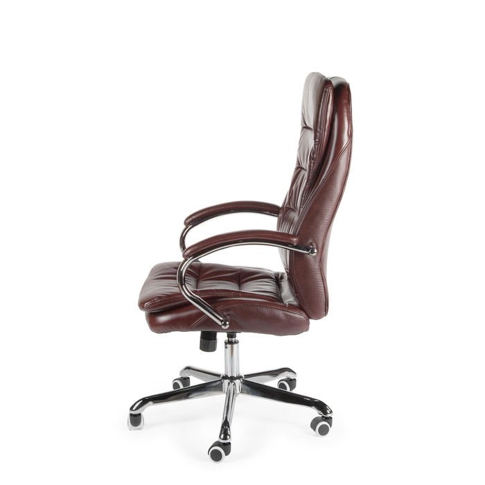 Кресло офисное "Лого", сталь/хром, коричневая экокожа