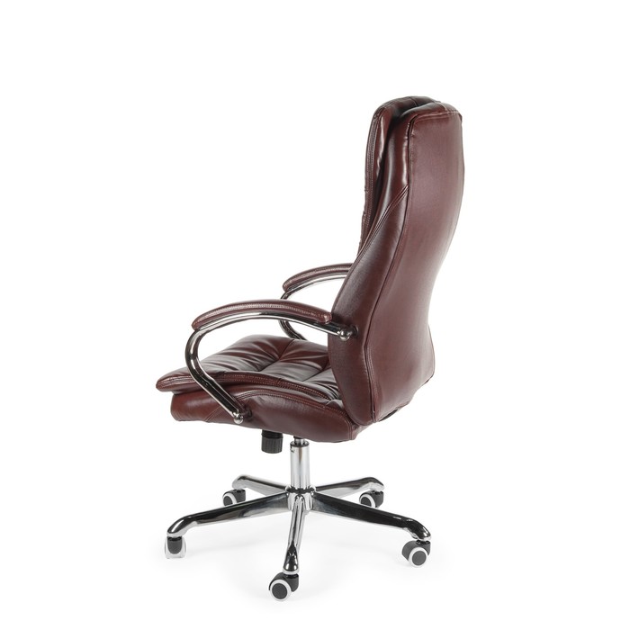 Кресло офисное "Лого", сталь/хром, коричневая экокожа