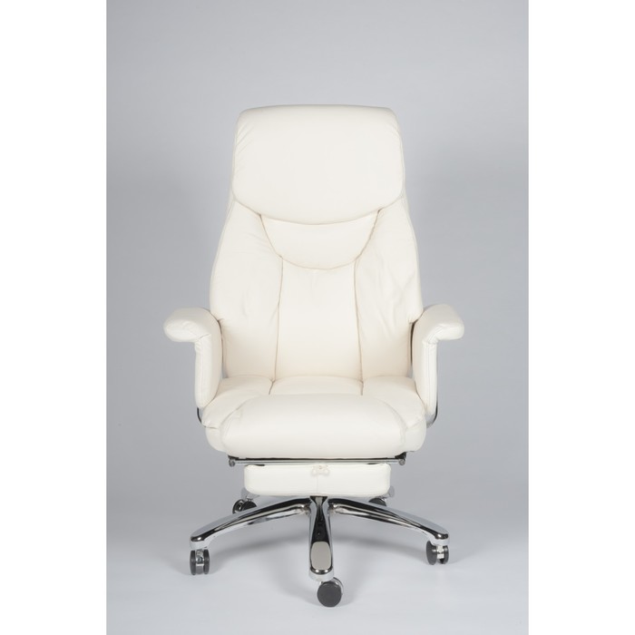 Кресло офисное "Парламент", сталь/хром, экокожа, слоновая кость