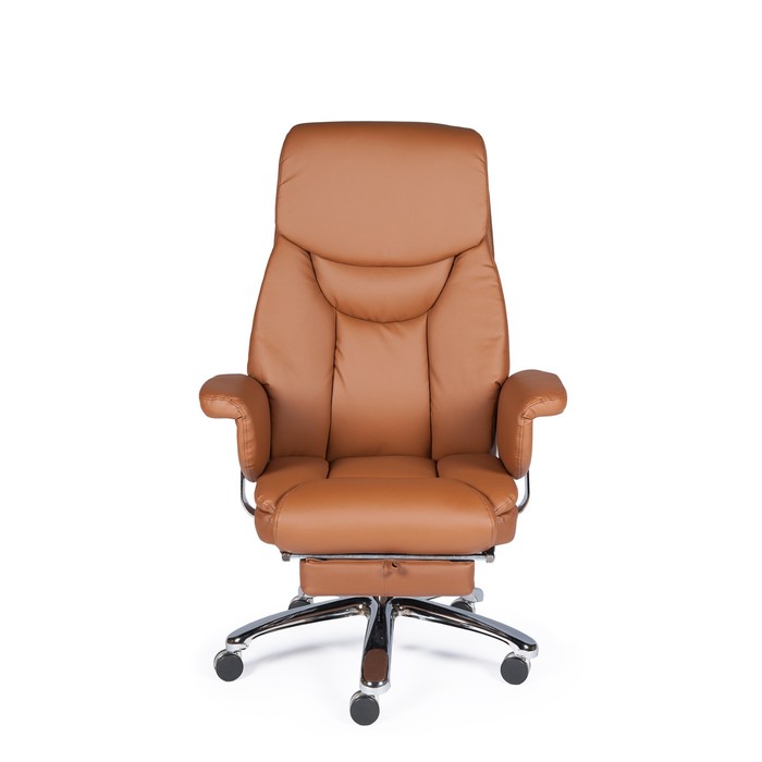 Кресло офисное "Парламент", сталь/хром, экокожа, каппучино