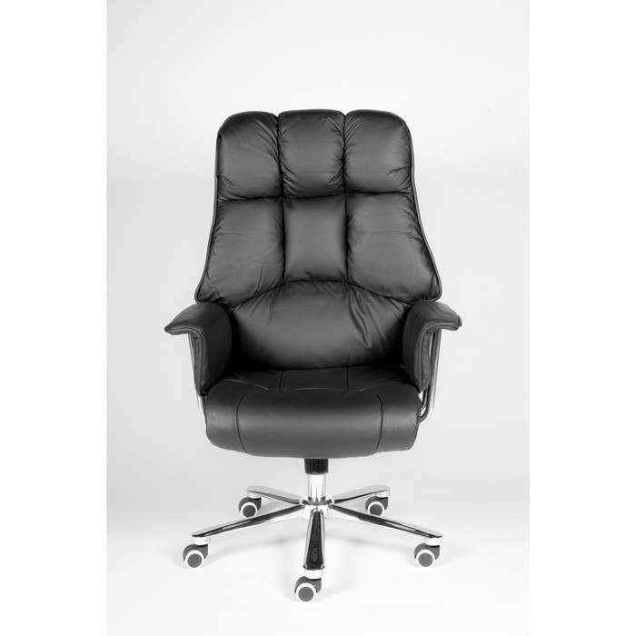 Кресло офисное "Президент", сталь/хром, чёрная кожа
