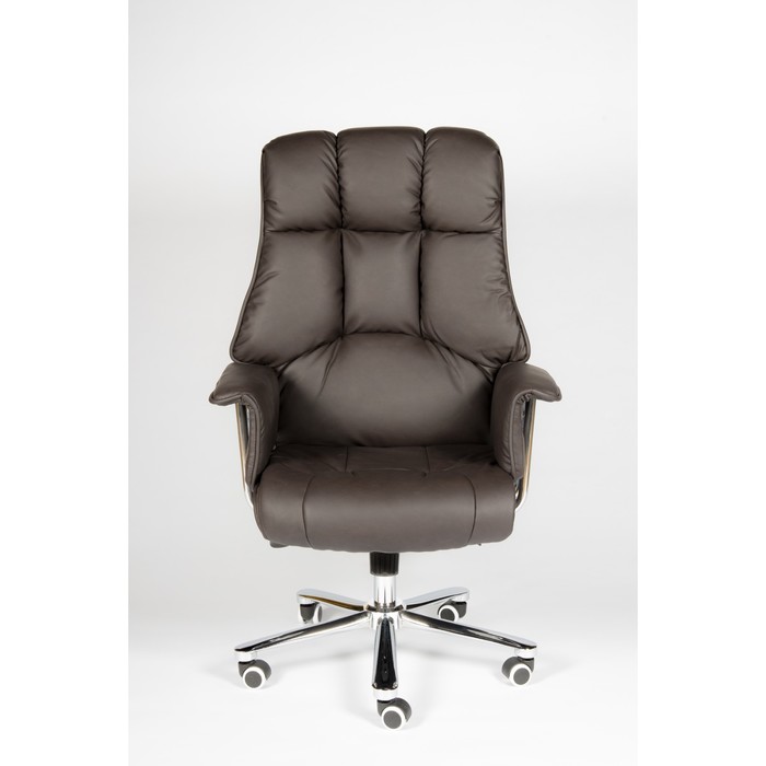 Кресло офисное "Президент", сталь/хром, тёмно-коричневая экокожа