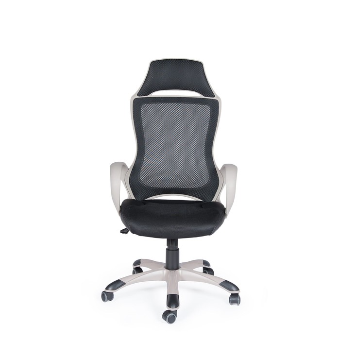 Кресло офисное "Реноме", тёмно-серый пластик, чёрная ткань, чёрная сетка