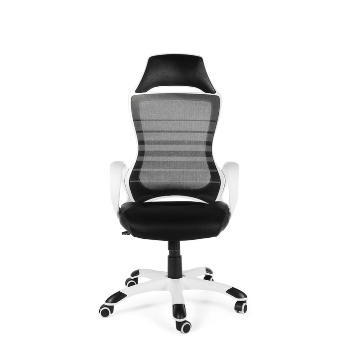 Кресло офисное "Реноме", белый пластик, чёрная ткань, чёрная сетка