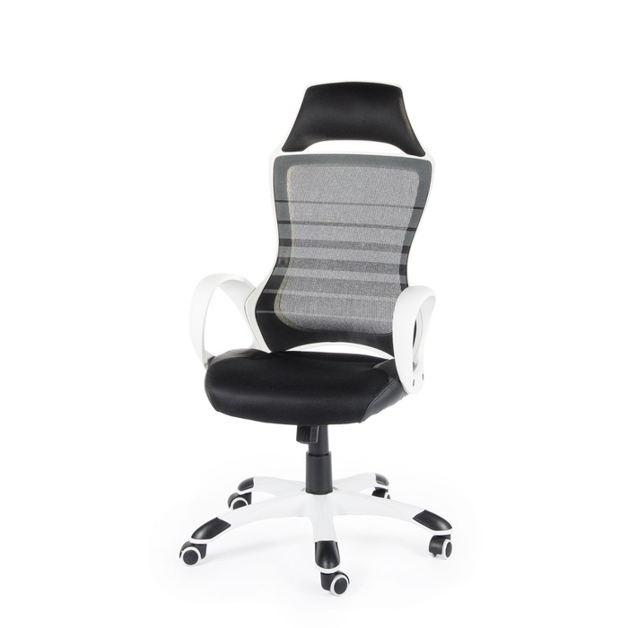 Кресло офисное "Реноме", белый пластик, чёрная ткань, чёрная сетка