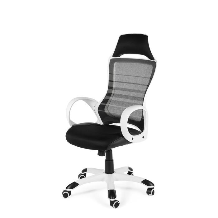 Кресло офисное "Реноме", белый пластик, чёрная ткань, чёрная сетка