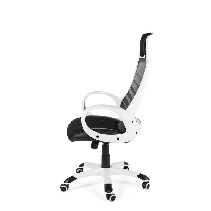 Кресло офисное "Реноме", белый пластик, чёрная ткань, чёрная сетка