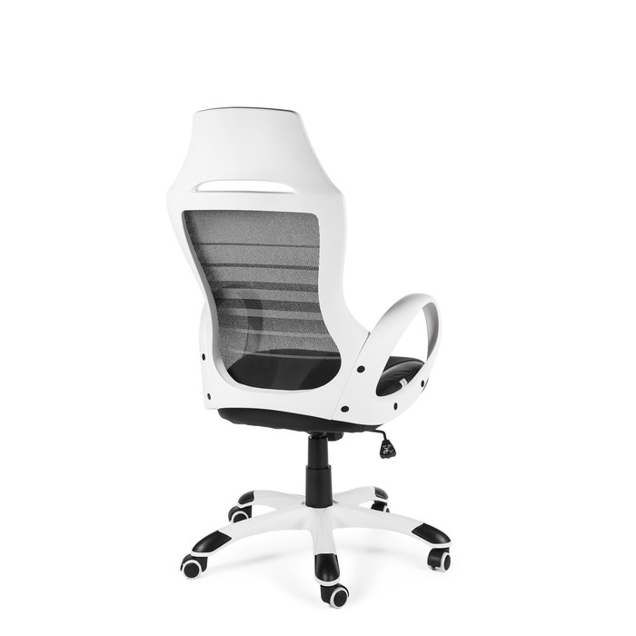 Кресло офисное "Реноме", белый пластик, чёрная ткань, чёрная сетка