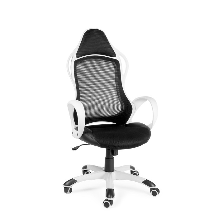 Кресло офисное "Спринт", белый пластик, чёрная ткань, чёрная сетка
