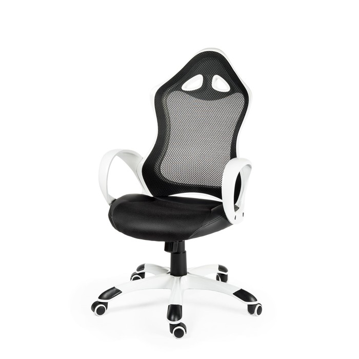 Кресло офисное "Тесла", белый пластик, чёрное