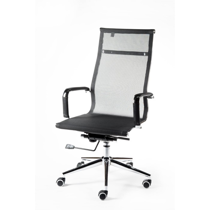 Кресло офисное "Хельмут", сталь/хром, чёрная сетка