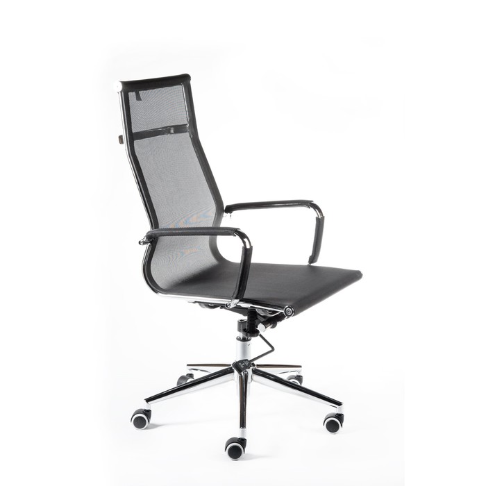Кресло офисное "Хельмут", сталь/хром, чёрная сетка