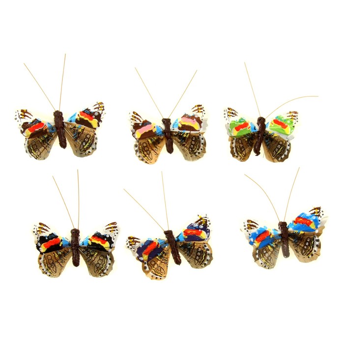 Магнит бабочка перо "Палитра" МИКС