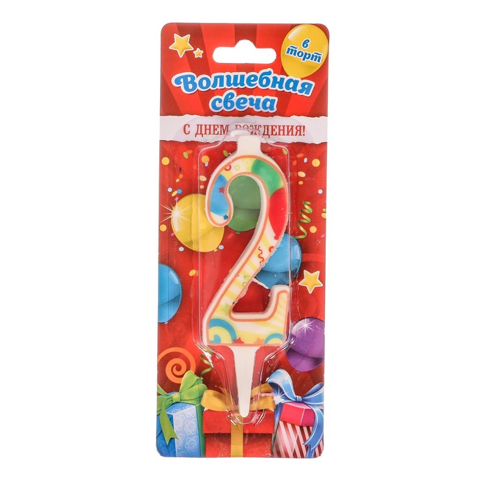 Свеча в торт цифра 2 "С днем рождения"