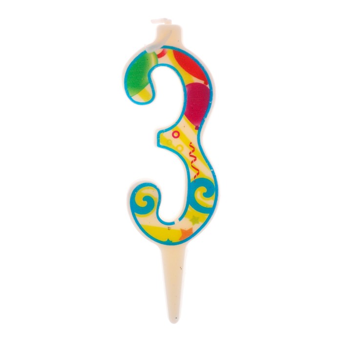Свеча в торт цифра 3 "С днем рождения"