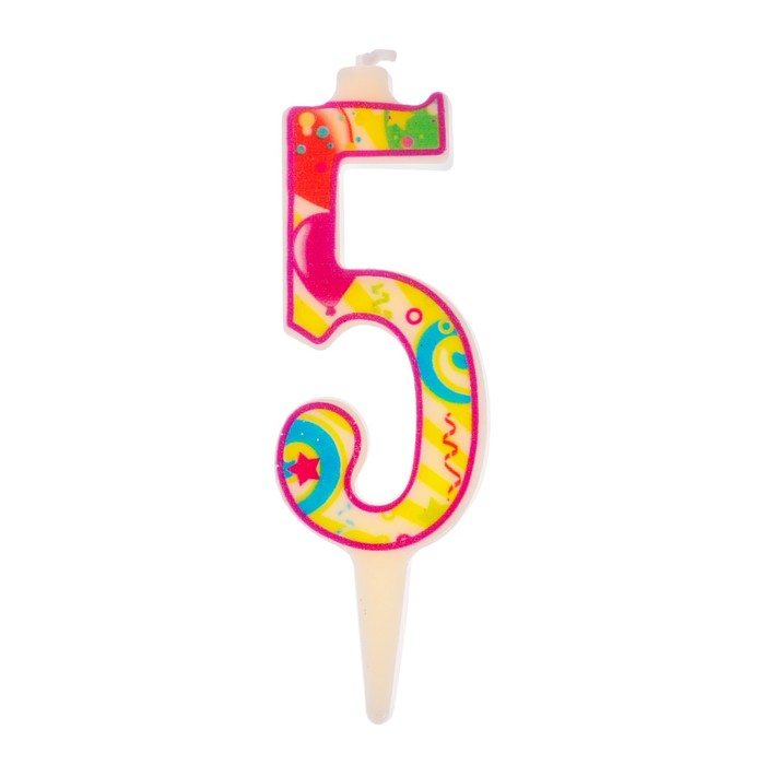 Свеча в торт цифра 5 "С днем рождения"