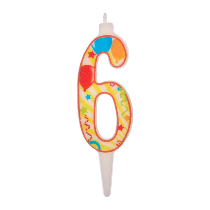 Свеча в торт цифра 6 "С днем рождения"