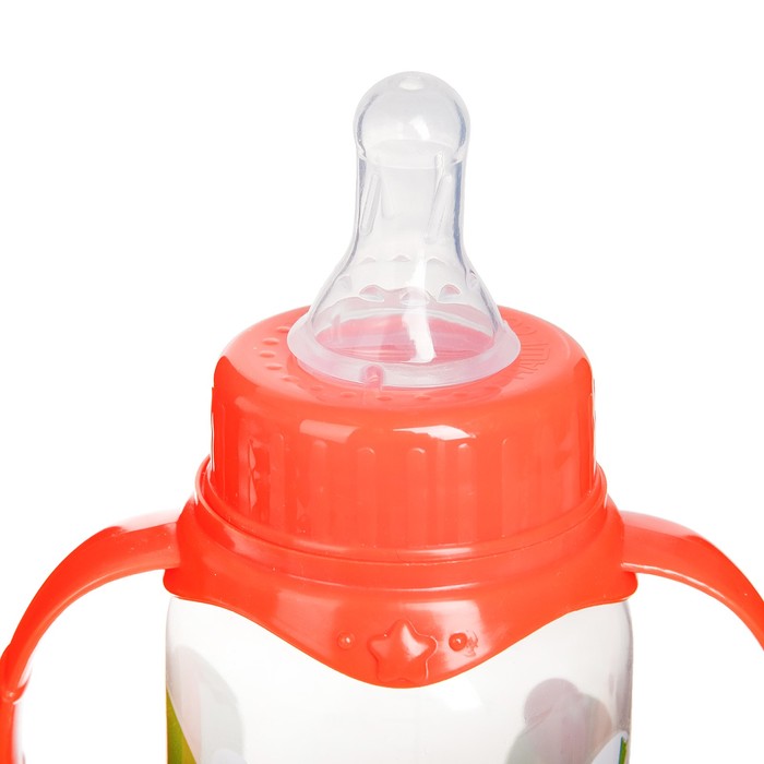 Бутылочка для кормления «Лесные малыши» детская классическая, с ручками, 250 мл, от 0 мес., цвет оранжевый