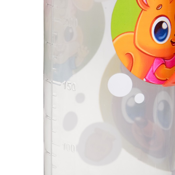 Бутылочка для кормления «Лесные малыши» детская классическая, с ручками, 250 мл, от 0 мес., цвет оранжевый