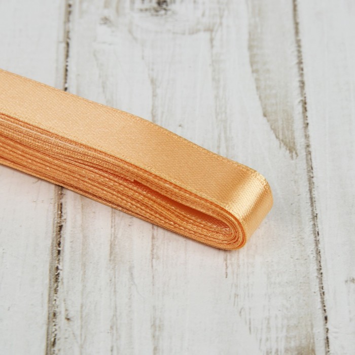 Лента атласная, 12мм, 5,4м, №006, цвет светло-персиковый