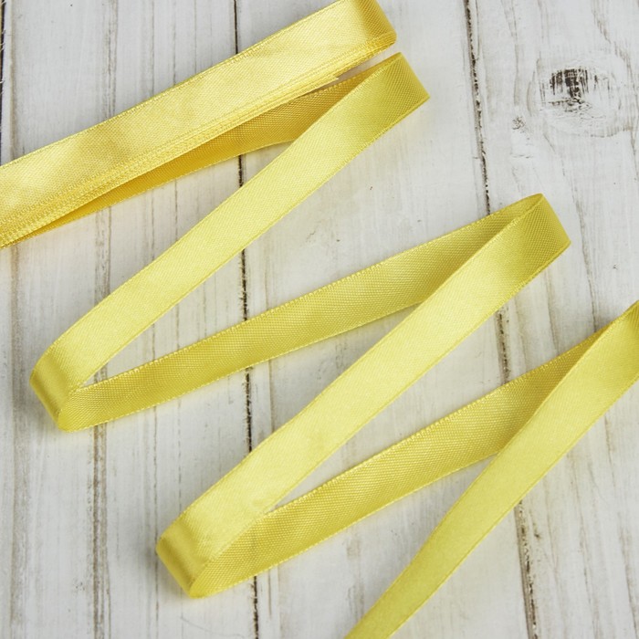 Лента атласная, 12мм, 5,4м, №015, цвет жёлтый