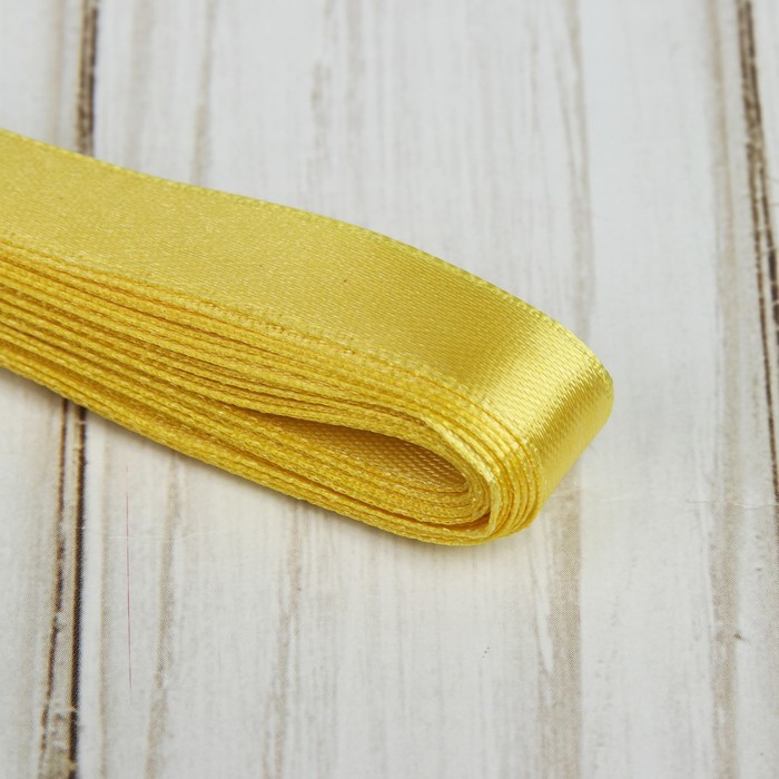 Лента атласная, 12мм, 5,4м, №015, цвет жёлтый
