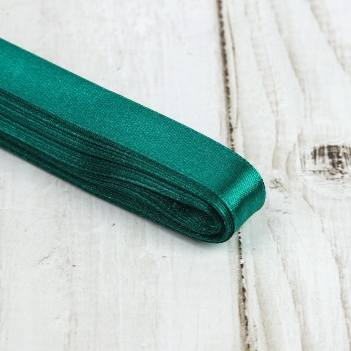 Лента атласная, 12мм, 5,4м, №016, цвет изумрудный