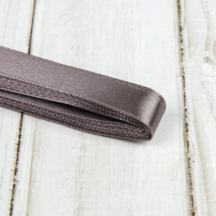 Лента атласная, 12мм, 5,4м, №018, цвет тёмно-серый