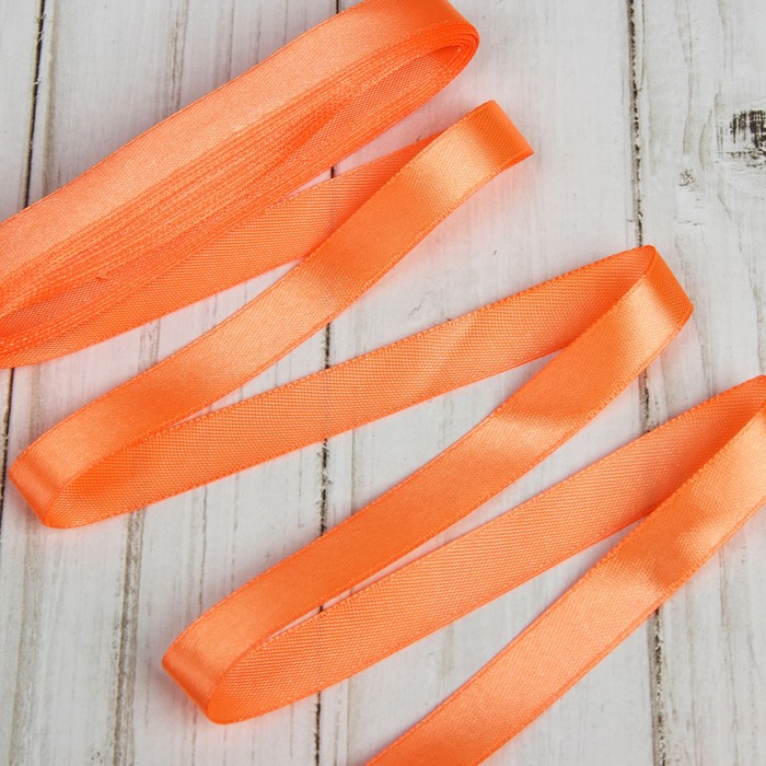 Лента атласная, 12мм, 5,4м, №024, цвет бледно-оранжевый