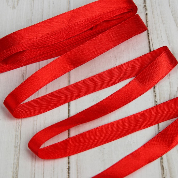 Лента атласная, 12мм, 5,4м, №026, цвет красный